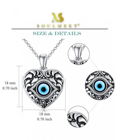 Heart Shaped Evil Eye Locket Necklace That Holds 2 Pictures Sterling Silver Protection Amulet Photo Pendant Necklace A1-Evil ...