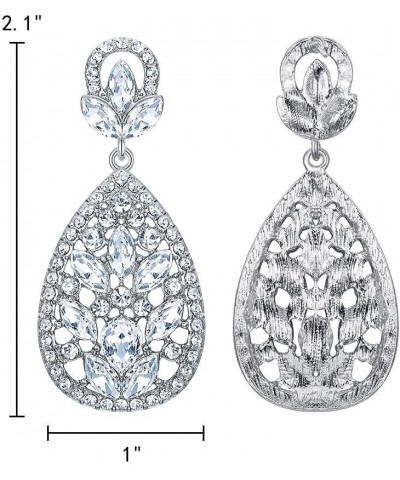 Women's Wedding Bridal Austrian Crystal Bohemia Teardrop Chandelier Dangle Earrings 07-Clear Silver-Tone $10.99 Earrings