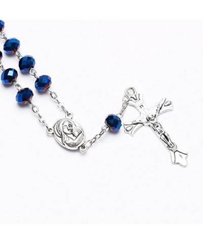 Deep Blue Crystal Beads One Decade Auto Rosary Catholic Crucifix Jerusalem Holy Soil Centerpiece $8.31 Bracelets