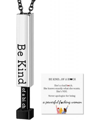 Be Kind...Of A Bitch - Hidden Message Necklace,Be Kind of a b Hidden Necklace,3D Engraving Vertical Bar Necklace,2024 Funny S...