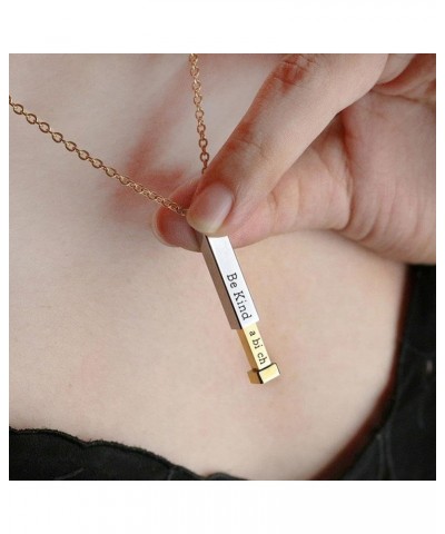 Be Kind...Of A Bitch - Hidden Message Necklace,Be Kind of a b Hidden Necklace,3D Engraving Vertical Bar Necklace,2024 Funny S...