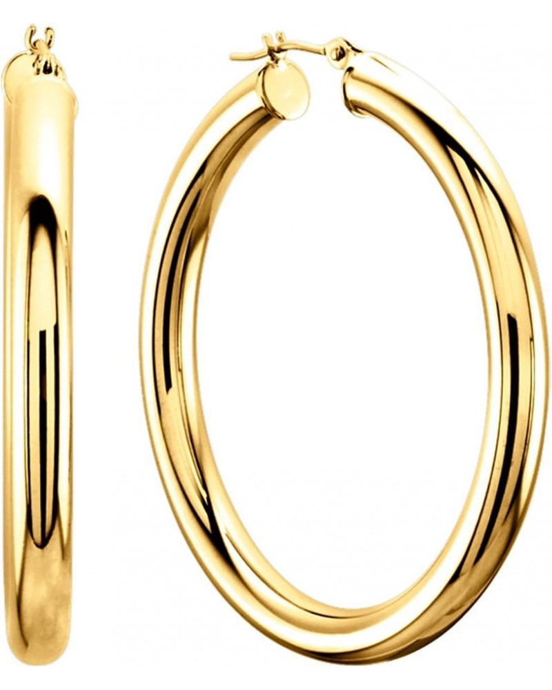 14K Yellow Gold 3MM Shiny Round Tube Hoop Earrings, 50mm $175.01 Earrings