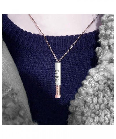 Be Kind...Of A Bitch - Hidden Message Necklace,Be Kind of a b Hidden Necklace,3D Engraving Vertical Bar Necklace,2024 Funny S...