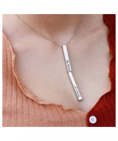 Be Kind...Of A Bitch - Hidden Message Necklace,Be Kind of a b Hidden Necklace,3D Engraving Vertical Bar Necklace,2024 Funny S...