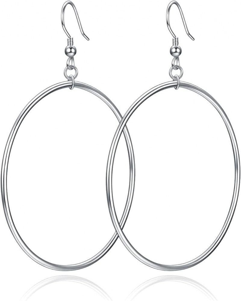 Sterling Silver/Rose Gold/Gold Plated Large Hoop Earrings Circle Dangle Drop Earrings for Women 40 50 60mm 70mm silver $19.55...