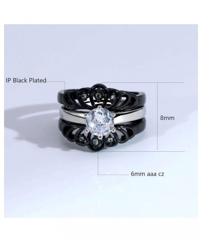 Couple Rings Black Matching Rings Crown Ring Women Wedding Ring Sets for Him and Her Black women size7 & men size11 $17.84 Br...