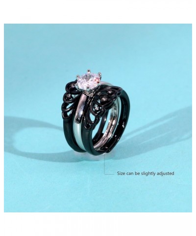 Couple Rings Black Matching Rings Crown Ring Women Wedding Ring Sets for Him and Her Black women size7 & men size11 $17.84 Br...