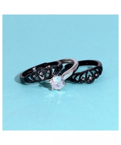 Couple Rings Black Matching Rings Crown Ring Women Wedding Ring Sets for Him and Her Black women size7 & men size11 $17.84 Br...