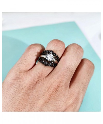 Couple Rings Black Matching Rings Crown Ring Women Wedding Ring Sets for Him and Her Black women size7 & men size11 $17.84 Br...