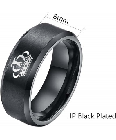 Couple Rings Black Matching Rings Crown Ring Women Wedding Ring Sets for Him and Her Black women size7 & men size11 $17.84 Br...