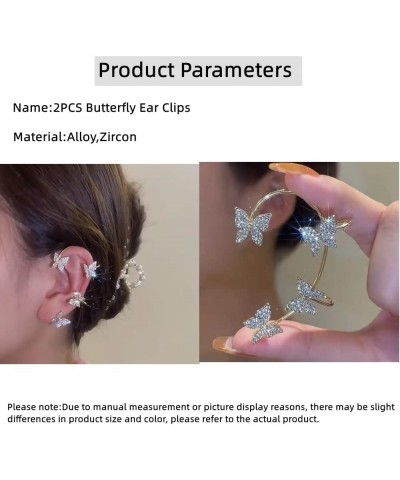 2PCS Women's Clip-On Earrings Hook Without Pierced Rose Flower Ear Bone Clip Ear Clip Butterfly Butterfly Ear Clips $10.55 Ea...