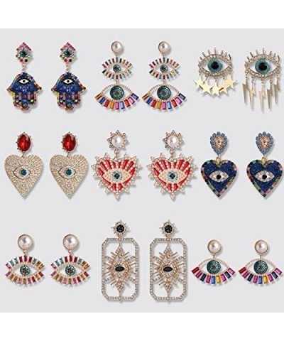 Trendy Ethnic Love Heart Shape Evil Eye Drop Earrings For Women Vintage tement Crystal Dangle Earring Jewelry Gift 54139-MT $...