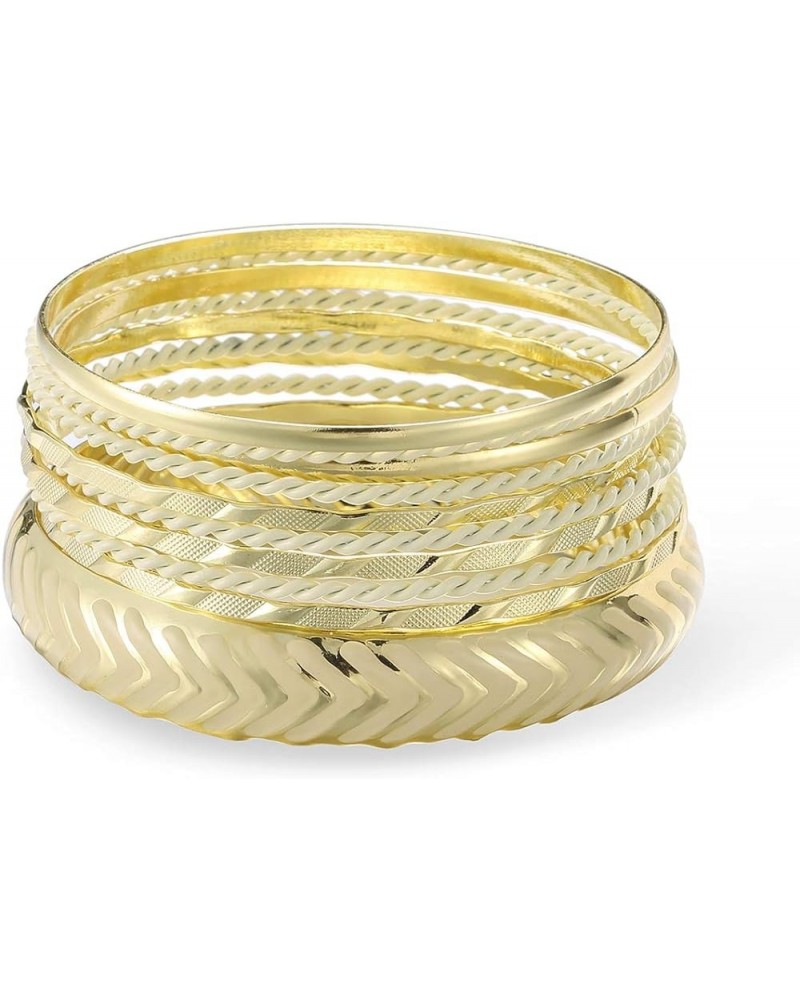 Mixed Multi Metal African Indian Bangles Bracelets Set Jewelry for Women Gold/Ivory(10pcs) $7.83 Bracelets