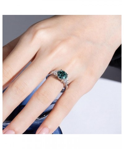 3.0 carat Fancy Vivid Blue Green Moissanite Ring 3.6cttw Moissanite Engagement Rings for Women VVS Certified Moissanite Diamo...