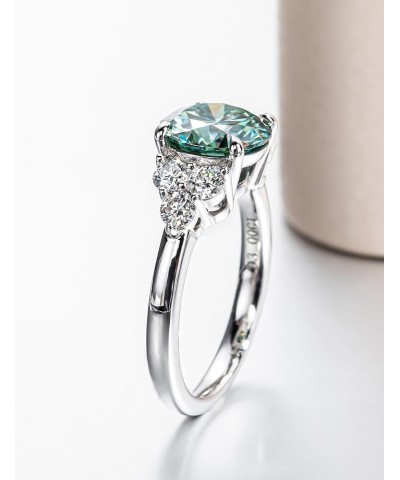 3.0 carat Fancy Vivid Blue Green Moissanite Ring 3.6cttw Moissanite Engagement Rings for Women VVS Certified Moissanite Diamo...