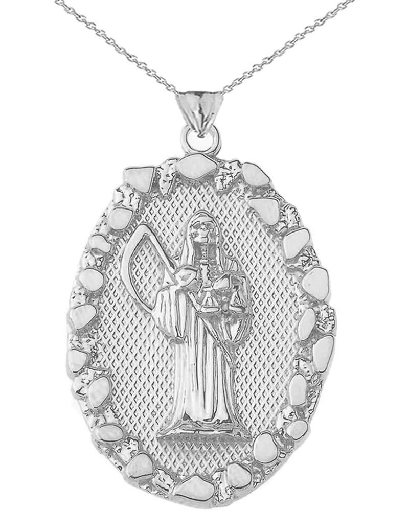 Skeleton Jewelry Fine Sterling Silver Santa Muerte Nugget Pendant Necklace 16.0 Inches $32.44 Necklaces