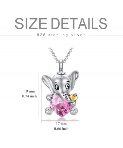 925 Sterling Silver Elephant Urn Necklaces for Ashes Cremation Memorial Keepsake Jewelry Gifts for Women Girls Pink $27.55 Ne...