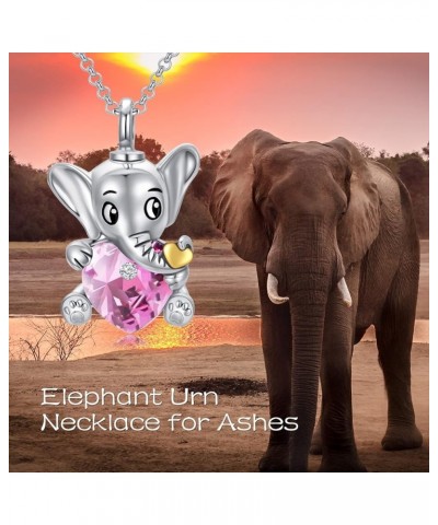 925 Sterling Silver Elephant Urn Necklaces for Ashes Cremation Memorial Keepsake Jewelry Gifts for Women Girls Pink $27.55 Ne...