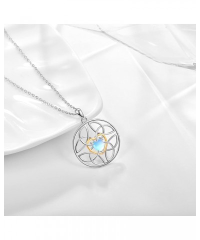 Celtic Knot Necklace Trinity Knot Necklace for Women Girls 925 Sterling Silver Opal Crystal Moonstone Love Good Luck Celtic N...