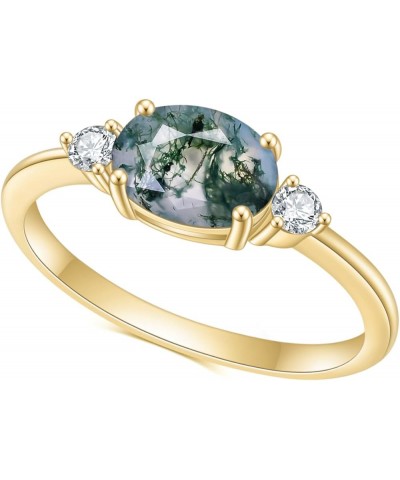 Moss Agate Rings 14k Gold Engagement Rings Women in 925 Sterling Silver Rings 9-Gold Green Moss Agate Ring $22.94 Rings