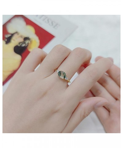 Moss Agate Rings 14k Gold Engagement Rings Women in 925 Sterling Silver Rings 9-Gold Green Moss Agate Ring $22.94 Rings