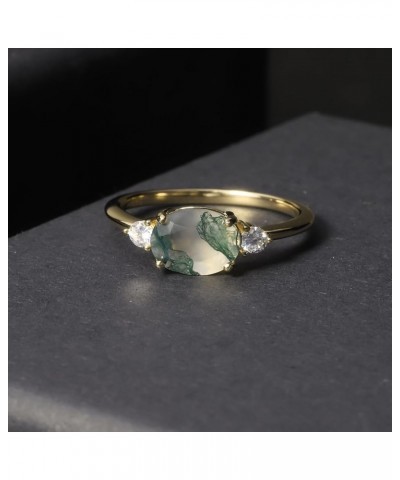 Moss Agate Rings 14k Gold Engagement Rings Women in 925 Sterling Silver Rings 9-Gold Green Moss Agate Ring $22.94 Rings