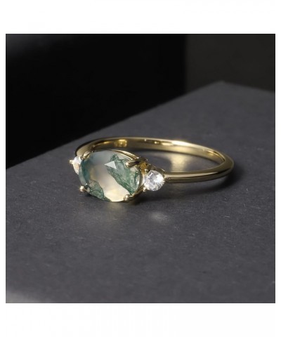 Moss Agate Rings 14k Gold Engagement Rings Women in 925 Sterling Silver Rings 9-Gold Green Moss Agate Ring $22.94 Rings