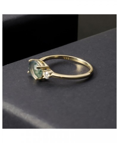 Moss Agate Rings 14k Gold Engagement Rings Women in 925 Sterling Silver Rings 9-Gold Green Moss Agate Ring $22.94 Rings