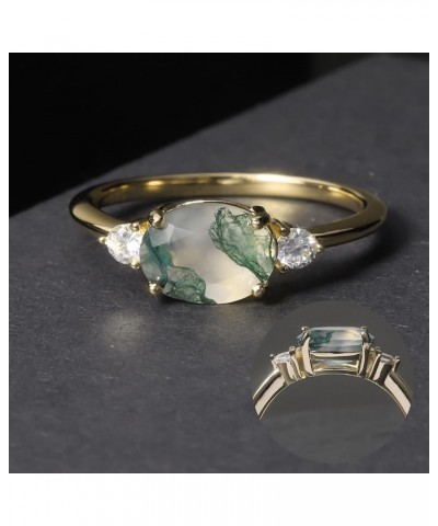 Moss Agate Rings 14k Gold Engagement Rings Women in 925 Sterling Silver Rings 9-Gold Green Moss Agate Ring $22.94 Rings