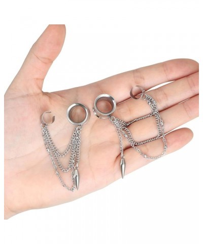 Stainless Steel Dangle Cross Ear Tunnels Chain Huggie Hoop Earrings Gauges 2G-5/8 inch silver cone, 2g(6mm) $5.59 Body Jewelry