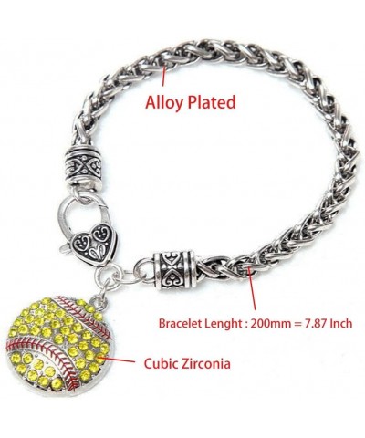 Softball Soccer Basketball Football Volleyball Baseball Bracelet Women Zircon, Alloy Jewelry Softball $7.94 Bracelets