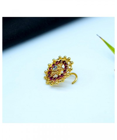 CZ Simulated Diamond Piercing Gold Nose Stud Sterling Silver Indian Ring Big 925, White $13.50 Body Jewelry