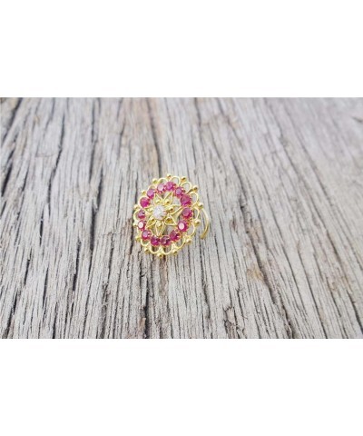 CZ Simulated Diamond Piercing Gold Nose Stud Sterling Silver Indian Ring Big 925, White $13.50 Body Jewelry