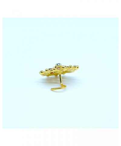 CZ Simulated Diamond Piercing Gold Nose Stud Sterling Silver Indian Ring Big 925, White $13.50 Body Jewelry