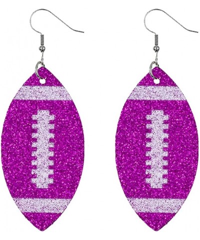 Glitter Faux Leather Football Drop Dangle Earrings for Women Girls Gift Accessories Football Jewelry for Moms Pink $6.11 Earr...