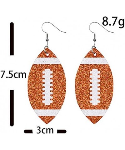 Glitter Faux Leather Football Drop Dangle Earrings for Women Girls Gift Accessories Football Jewelry for Moms Pink $6.11 Earr...