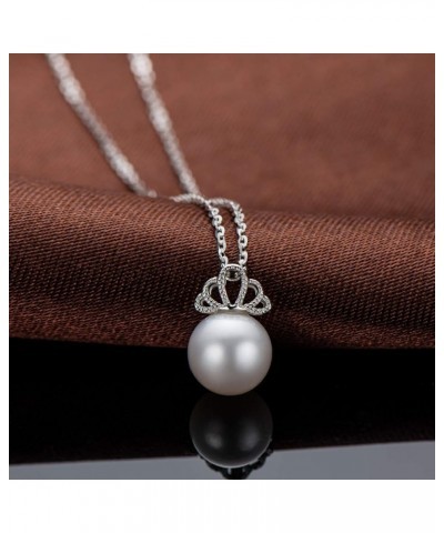 Freshwater Pearl Necklace for Women, Single White Pearl Pendant with 925 Sterling Silver Chain Pearl Jewelry Gifts for Mom Wi...