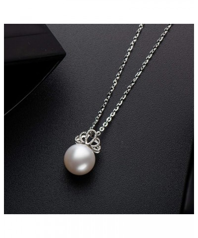 Freshwater Pearl Necklace for Women, Single White Pearl Pendant with 925 Sterling Silver Chain Pearl Jewelry Gifts for Mom Wi...