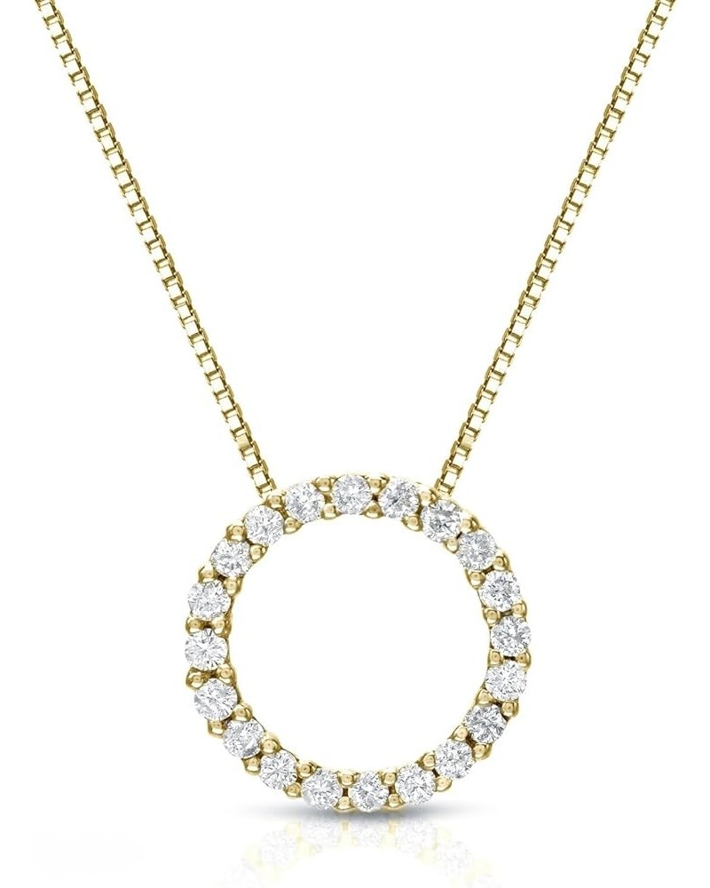 1/6 to 1 Carat Diamond Circle of Life Round Pendant Necklace for Women in 14k Gold (I1-I2, cttw) on 18 Inch Long Chain with S...