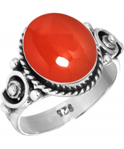 925 Sterling Silver Statement Ring for Women 9x11 Oval Gemstone Handmade Jewelry for Gift (99061_R) Carnelian $17.59 Rings