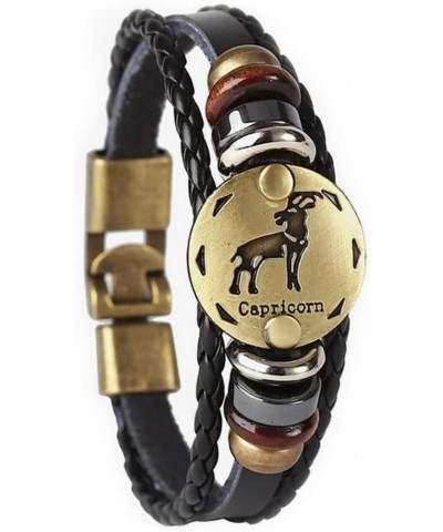 12 Zodiac Constellations Retro Alloy Leather Bracelet for Constellation Braided Rope Bracelet Bangle Capricorne Wrist circumf...