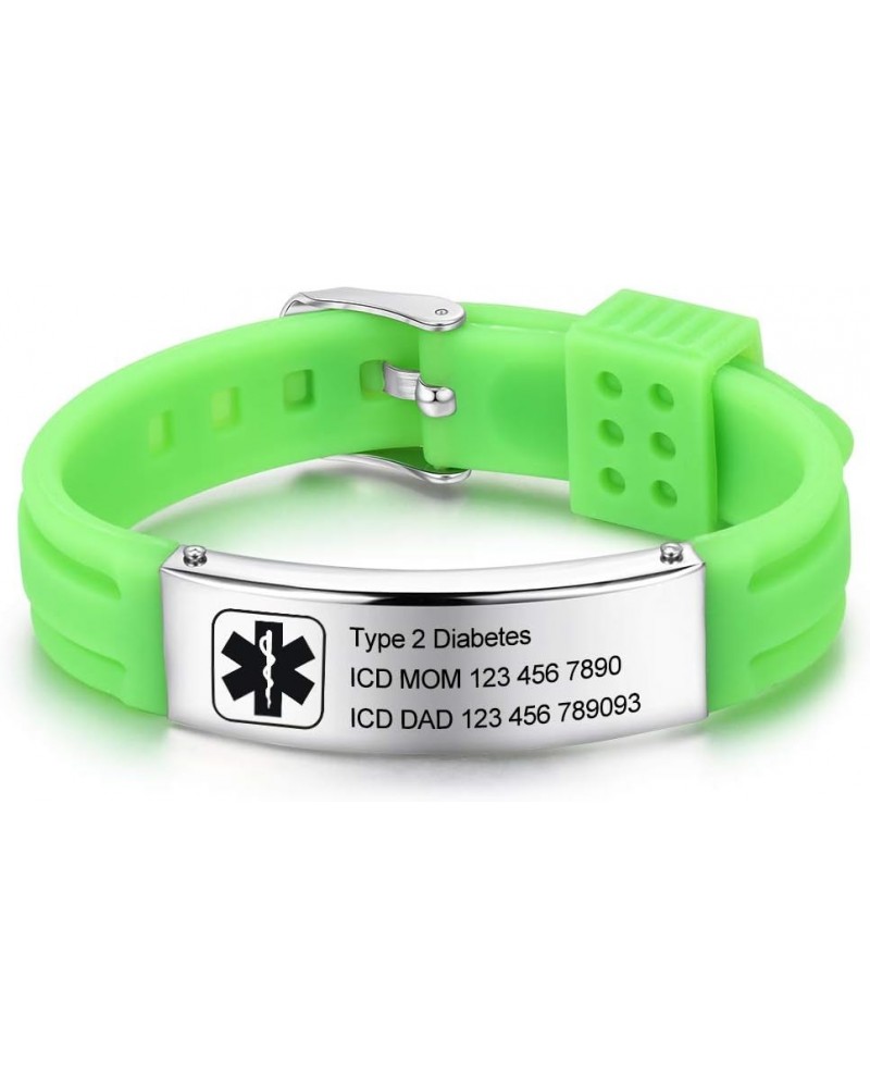 9 Inches Medical Alert Bracelets for Women Men Medical Bracelets Silicone Adjustable Sport Emergency ID Bracelets Free Engrav...