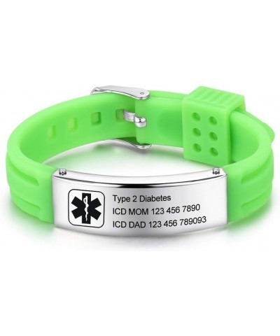 9 Inches Medical Alert Bracelets for Women Men Medical Bracelets Silicone Adjustable Sport Emergency ID Bracelets Free Engrav...