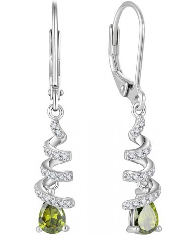 Birthstone Earrings 925 Sterling Silver Hypoallergenic Gemstone Cubic Zirconia Swirl Teardrop Leverback Dangle Drop Earrings ...