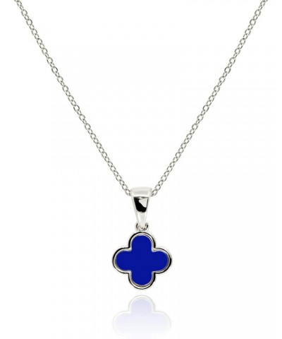 Dainty Four Leaf Clover Necklace for Women 18K Gold Plated Royal Blue Navy Lucky Clover Pendant Charm Nacre Jewelry Christmas...