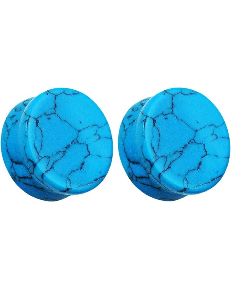 Natural Turquoise Stone Organic Double Flared Plugs, Sold as a Pair 8mm (0GA) $8.98 Body Jewelry