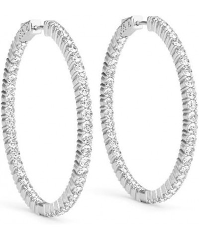 Diamond Hoop Earrings for Women with 1-10 CTW Lab-Grown Diamond Earrings in 14K Real Gold, E-F VS1-VS2 6.16 Carat White Gold ...