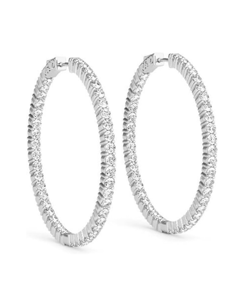 Diamond Hoop Earrings for Women with 1-10 CTW Lab-Grown Diamond Earrings in 14K Real Gold, E-F VS1-VS2 6.16 Carat White Gold ...