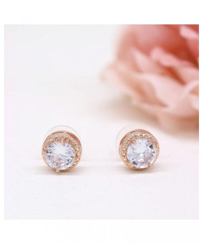 Bridesmaids Earrings Cubic Zirconia Round-Cut Stud Earrings Bridesmaids Proposal Gifts for Wedding Stud Earrings for Women Gi...