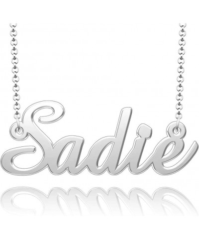 Personalized Custom Name Necklace 925 Sterling Silver Classic Script Initial Nameplate Necklaces Gifts for Girls Womens SADIE...